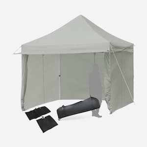 10 ft. W x 10 ft. D Gray Portable Instant Pop UP Canopy with Removable Side Wall and Roller Bag