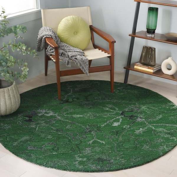 Anatolia 6 ft. x 6 ft. Dark Green Traditional Garden Round Area Rug