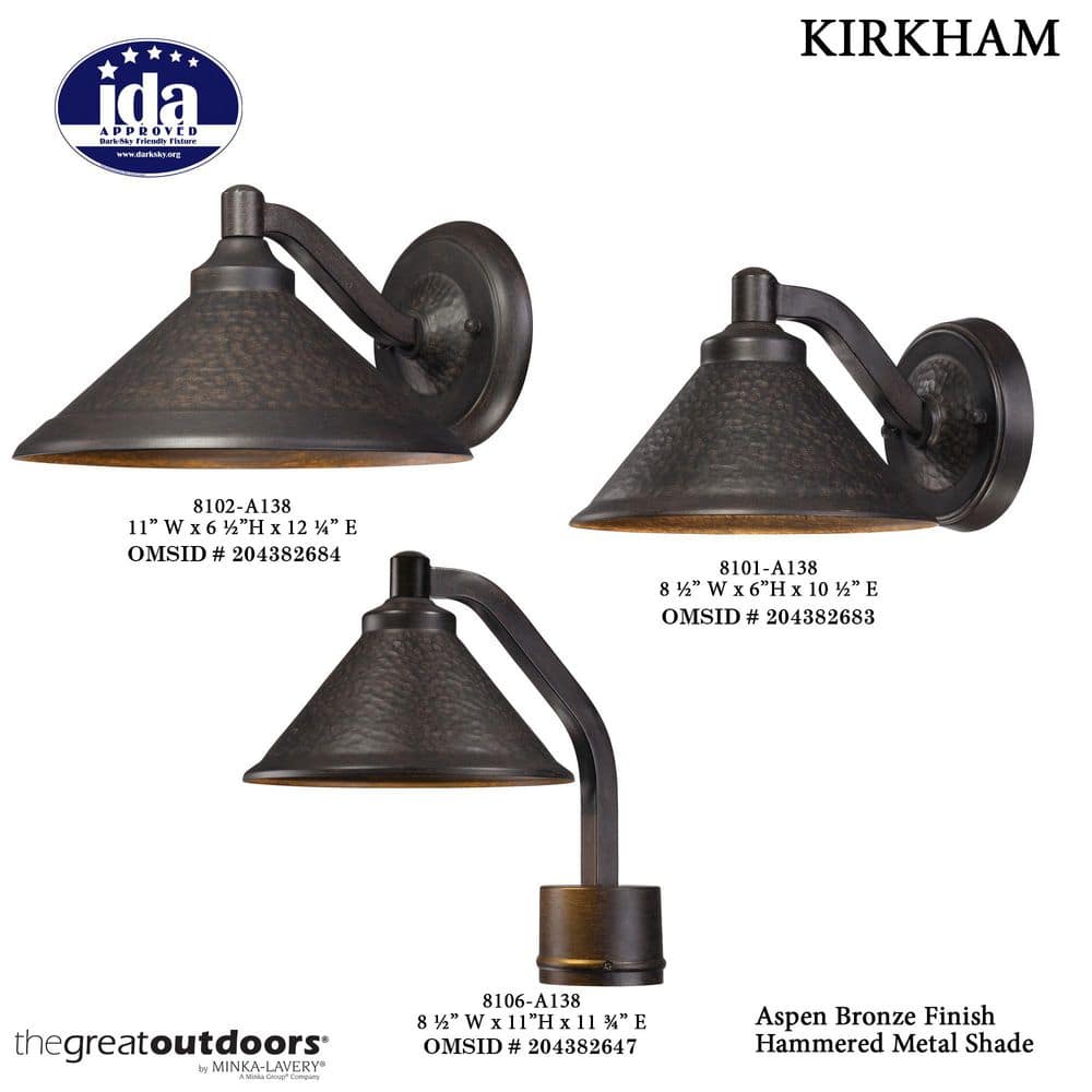 Aspen Bronze Dimmable Outdoor Wall Light, 13" Direct Wired