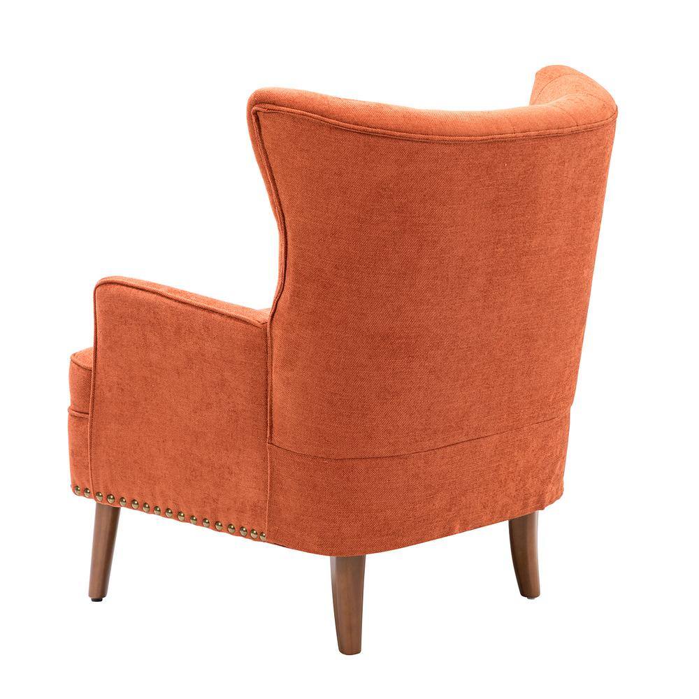 Laomedon Orange Button-Tufted Accent Chair Set with Nailhead Trim