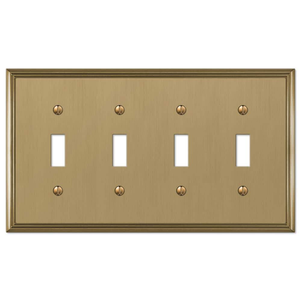 Brushed Bronze Quad Toggle Cast Metal Wall Plate