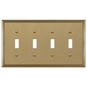 Rhodes 4 Gang Toggle Metal Wall Plate - Brushed Bronze