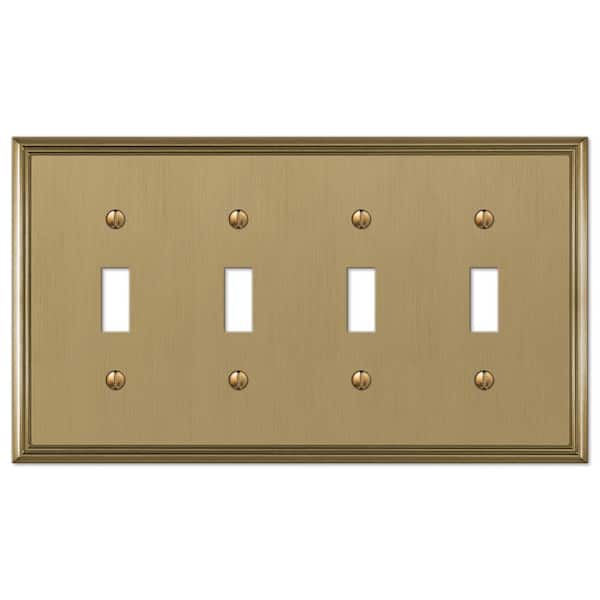 AMERELLE Rhodes 4 Gang Toggle Metal Wall Plate - Brushed Bronze
