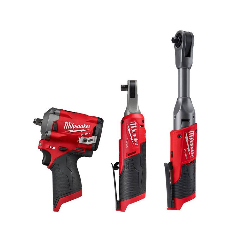 Milwaukee M12 FUEL 12V Li-Ion Cordless 3/8 in. Impact Wrench w/3/8 in. High  Speed Ratchet and 3/8 in. Extended Reach Ratchet 2554-20-2567-20-2560-20  The Home Depot