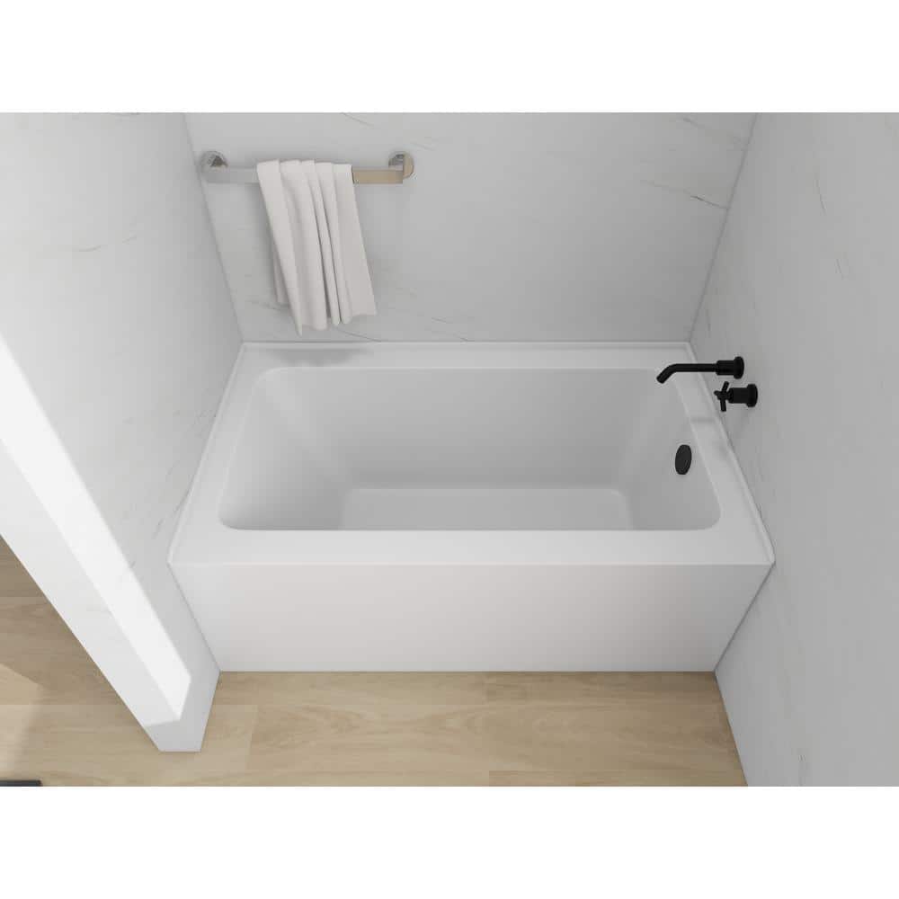 White Acrylic Alcove Soaking Bathtub with Right Drain