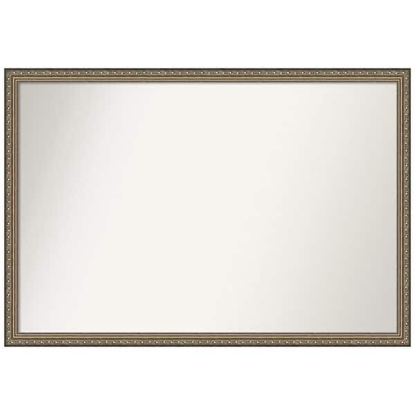 Amanti Art Parisian Silver 38 in. W x 26 in. H Rectangle Non-Beveled Wood Framed Wall Mirror in Silver