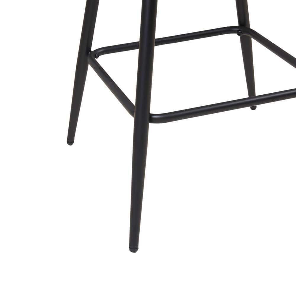Black Faux Leather Swivel Counter Stool with Metal Base