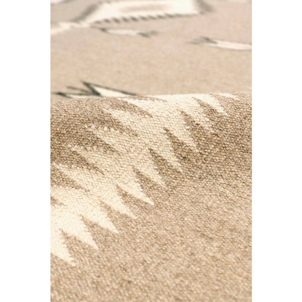 Hand-Knotted Geometric Wool Area Rug 8' x 10' Light Beige