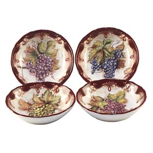 Vintners Journal 4-Piece Multi-Colored 8.25 in. x 2 in. Soup/Pasta Bowl Set