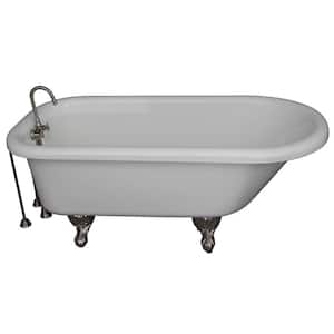 5 ft. Acrylic Ball and Claw Feet Roll Top Tub in White with Brushed Nickel Accessories
