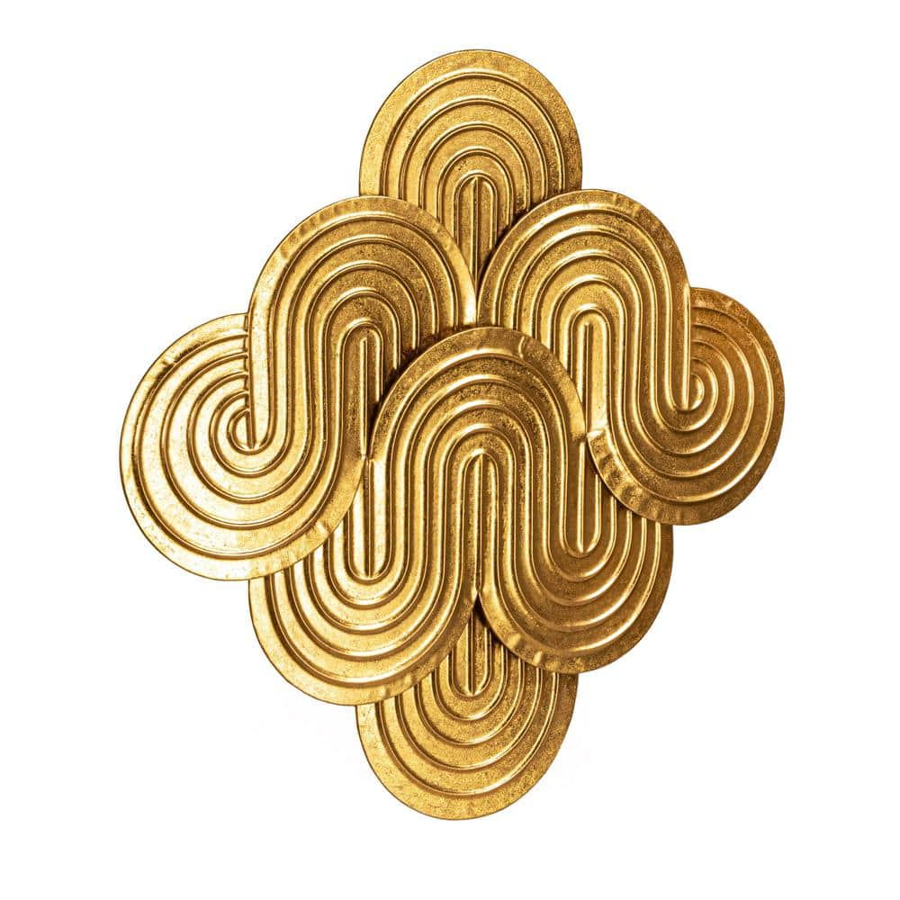 Decorative Waves Metal Wall Art In Gold