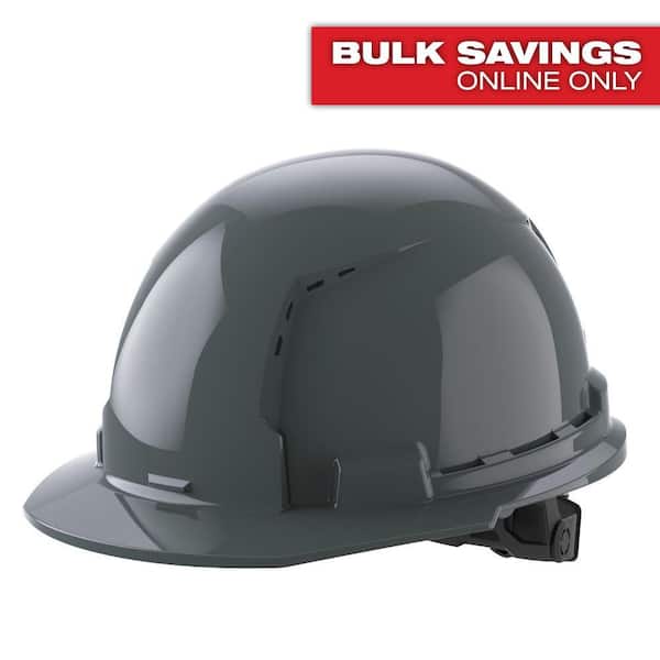 BOLT Gray Type 1 Class C Front Brim Vented Hard Hat with 6-Point Ratcheting Suspension