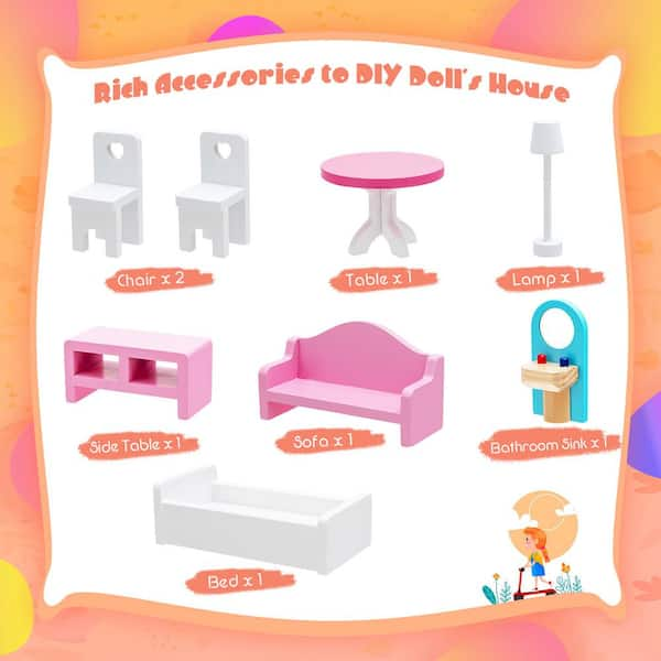 Foldable Doll House 2 Room Set for Girls Kids Doll House 19 Pc Set ,Pack of  1