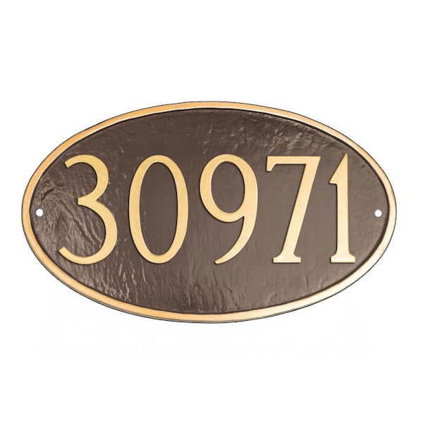 Classic Oval Small Address Sign Plaque - Chocolate/Gold