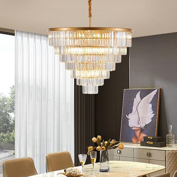 raccroc Modern 7-Tier 22-Light Gold Crystal Chandeliers Luxury