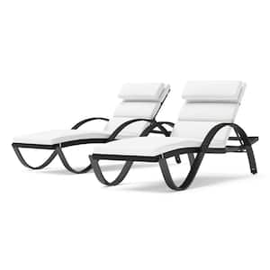 Deco Wicker Outdoor Chaise Lounge with Sunbrella Bliss Linen Cushions (2 Pack)