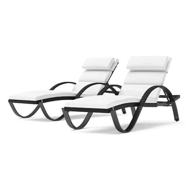 RST BRANDS Deco Wicker Outdoor Chaise Lounge with Sunbrella Bliss Linen Cushions (2 Pack)
