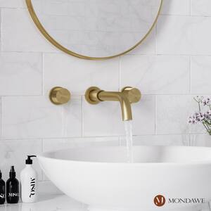 Alexa Double-Handle Wall Mounted Faucet in Brushed Gold for Bathroom, Vanity, Laundry (1-Pack)
