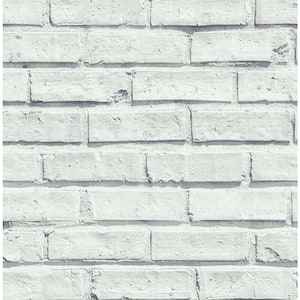 Arthouse Off-White Faux Brick Vinyl Peel and Stick Wallpaper Roll 30.75 sq. ft.