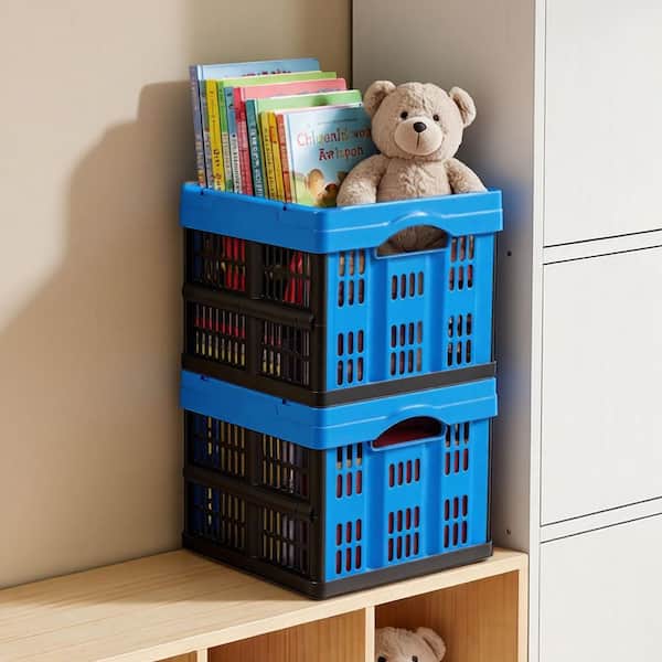 SKYSHALO Plastic Collapsible Storage Bins, 6.5 Gal. Capacity, 3