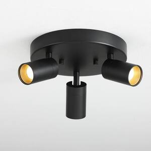 Shura 9.8 in. 21-Watt 3-Bulb Black Modern Integrated LED Flush Mount with Rotating Heads, 3000K