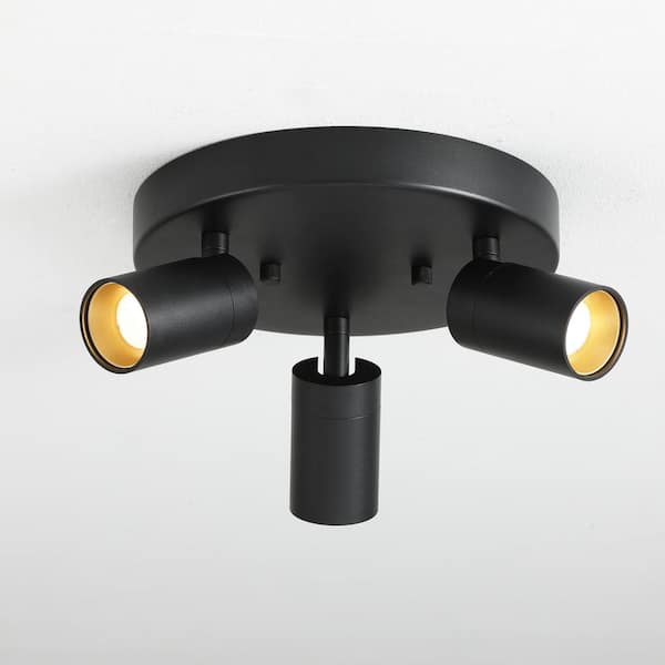 Vidalite Shura 9.8 in. 21-Watt 3-Bulb Black Modern Integrated LED Flush Mount with Rotating Heads, 3000K