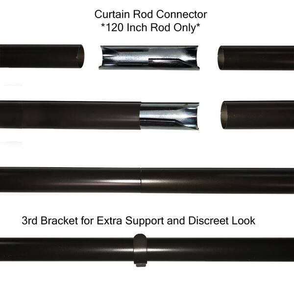 WIDYANA Black Curtain Rods For Window 84 To 120 Inches Adjustable 1 Inch Diameter With Brackets