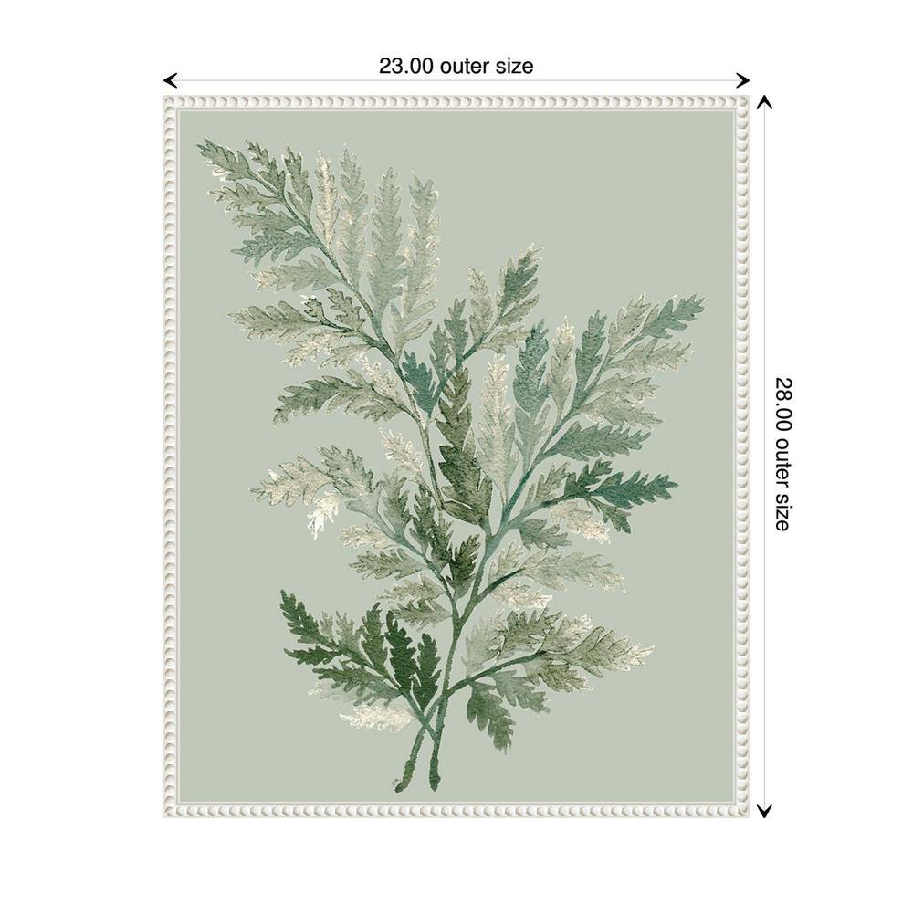 Tonal Green Ferns Beaded Framed Canvas Wall Art