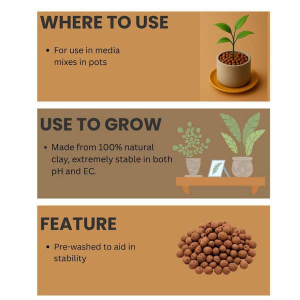 Expanded Clay Growing Media Hydroponic 10 l 8 mm Pebbles