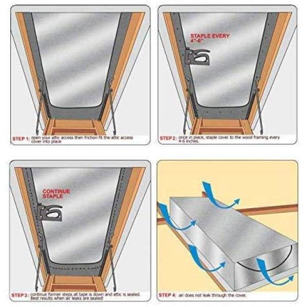 Attic Stairway Insulation Cover Attic Door Cover with Easy Access Zipper 25  in x 54 in x 11 Inches 