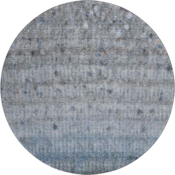 Mayfield Premium Machine Washable Abstract AMF2315 Blue 8 ft. x 8 ft. Round Rug