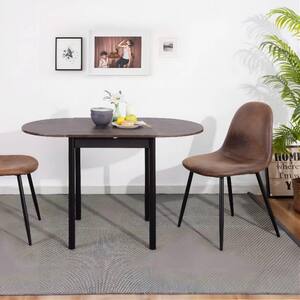 45.30 in. Walnut Oval Drop Leaf Extendable Dining Table