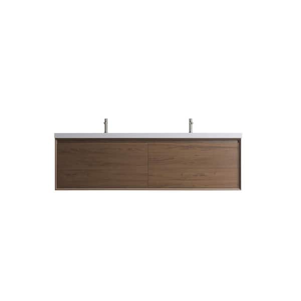 Dyconn VSF 70.75 in. W x 19.75 in. D x 21.75 in. H Double Sink Freestanding Bath Vanity in White with White Sintered Stone Top
