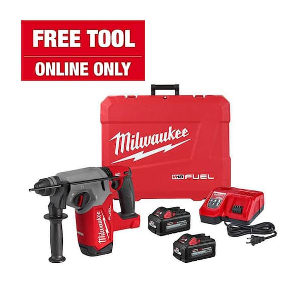 Milwaukee M18 FUEL 18V Lithium-Ion Brushless 1 in. Cordless SDS-Plus Rotary Hammer Kit with Two 6.0 Ah Batteries, Hard Case