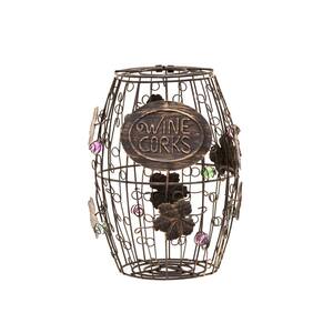 Corky Metal Wine Cork Holder with Ornaments , Bronze