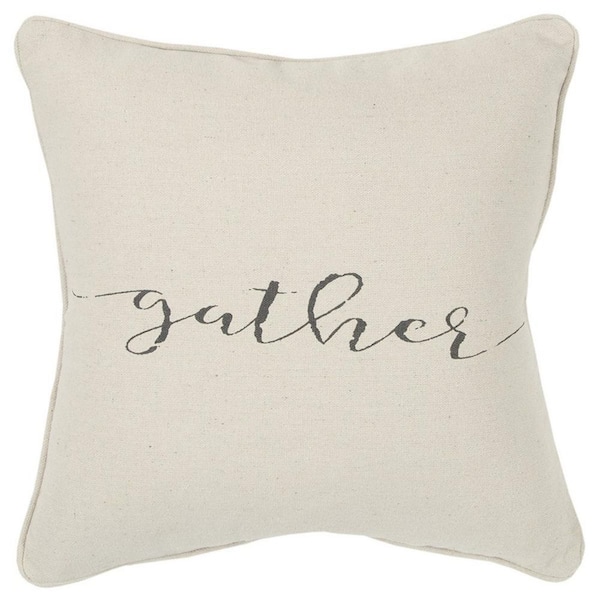 HomeRoots Natural Graphic Polyester 20 in. x 20 in. Throw Pillow