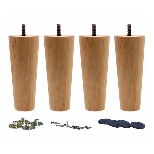 Angel Sar 4 in. Straight Round Solid Wood Replacement Furniture Wood Legs for Sofa, Coffee Table, Loveseat and Ottoman (4-Pack)