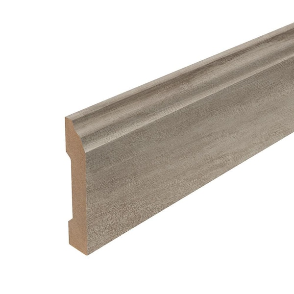 PERFORMANCE ACCESSORIES Earl Grey 0.62 in. T x 3.3 in. W x 94.5 in. L Textured Wood Look Laminate Moulding/Trim Base Molding