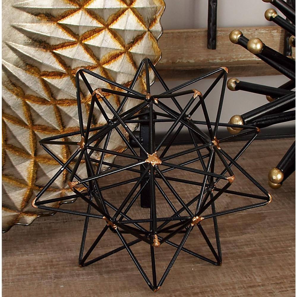 Black and Gold Geometric Metal Star Sculpture