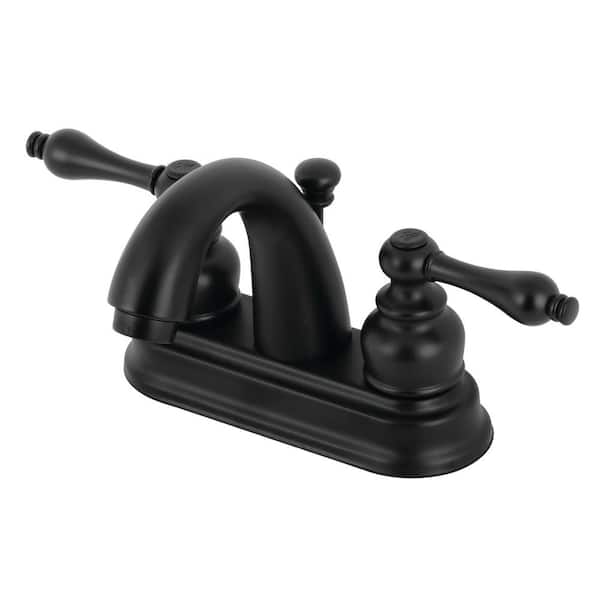 Kingston Brass Restoration 4 in. Centerset 2-Handle Bathroom Faucet in Matte Black