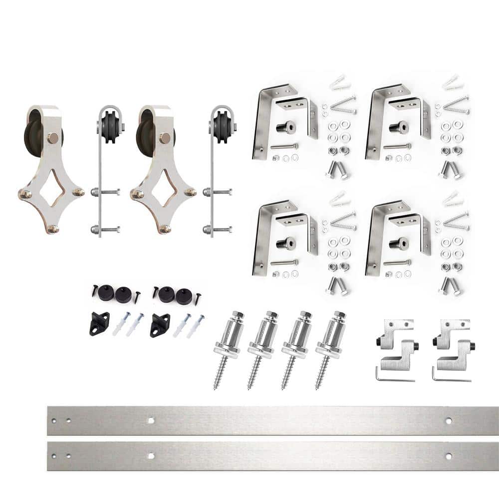 5 ft./60 in. Brushed Nickel Double Track Bypass U-Shape Sliding Barn Door Hardware Kit - Diamond Design Roller price history on PriceWatchPro