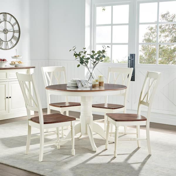 Shelby 5-Piece White Round Dining Set
