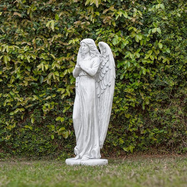 47 in. Tall Indoor/Outdoor Praying Angel Statue Yard Art Decoration, Light Gray