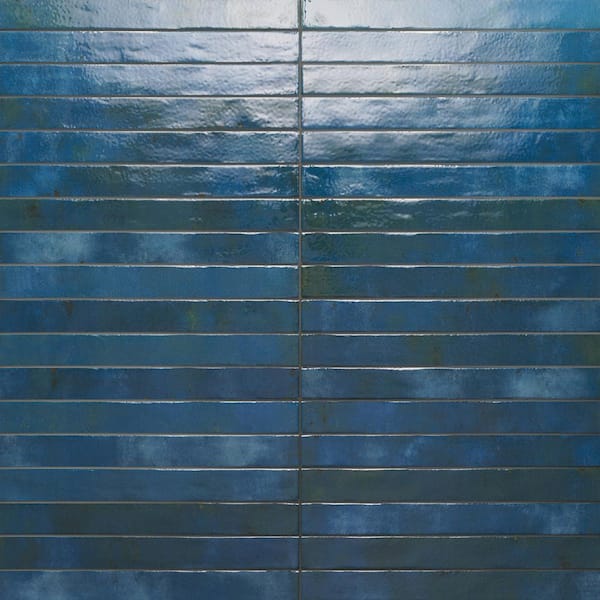 Bedrosians Chroma Rectangle 2 in. x 18 in. Blue Porcelain Tile (7.42 sq. ft./Case)