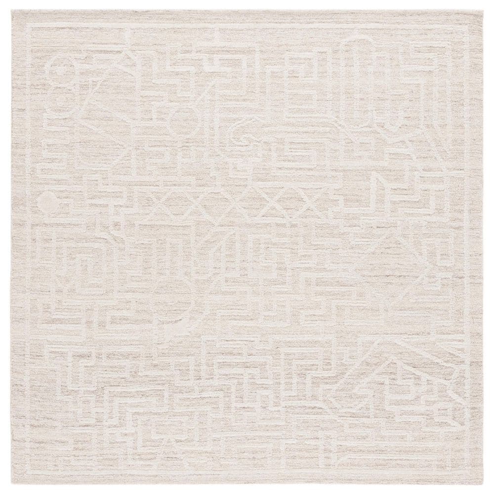 Ivory Maze Rug SAFAVIEH Abstract 6 ft. x 6 ft. Beige/Ivory Geometric Maze Square Area ...