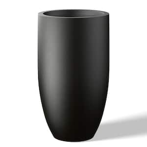 Lightweight 13.5 in. x 24.5 in. Charcoal Black Extra Large Tall Round Concrete Plant Pot/Planter for Indoor and Outdoor