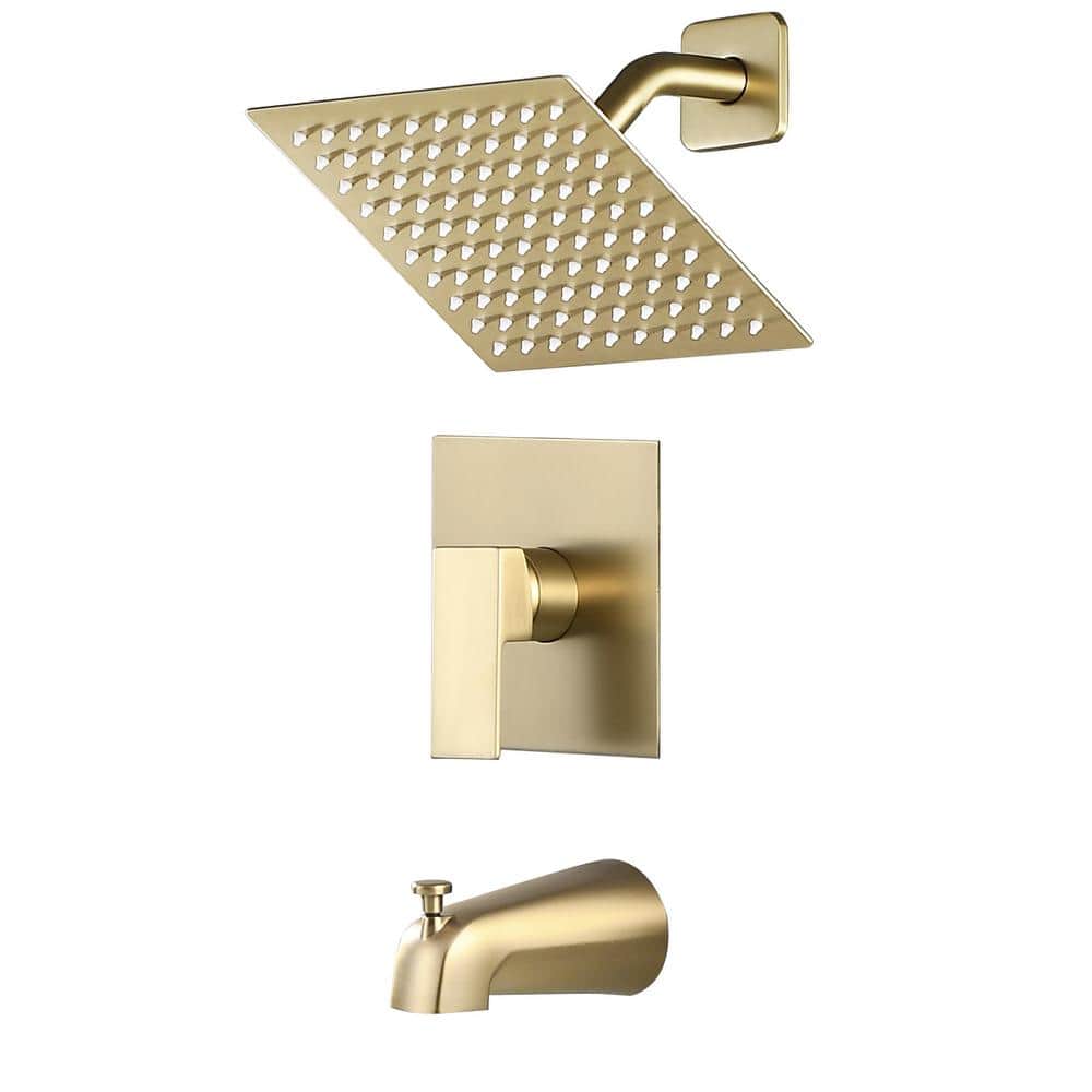Single Handle 2-Spray Tub and Shower Faucet 2.2 GPM in. Brushed Gold (Valve