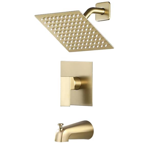 Single Handle 2-Spray Tub and Shower Faucet 2.2 GPM in. Brushed Gold (Valve Included)