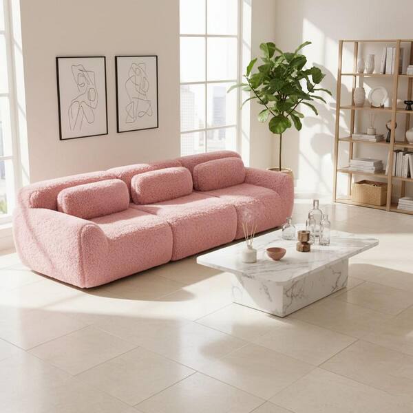 Homy Casa 114.7 in. 3-Seat Plush Microfiber Modular Sectional Sofa