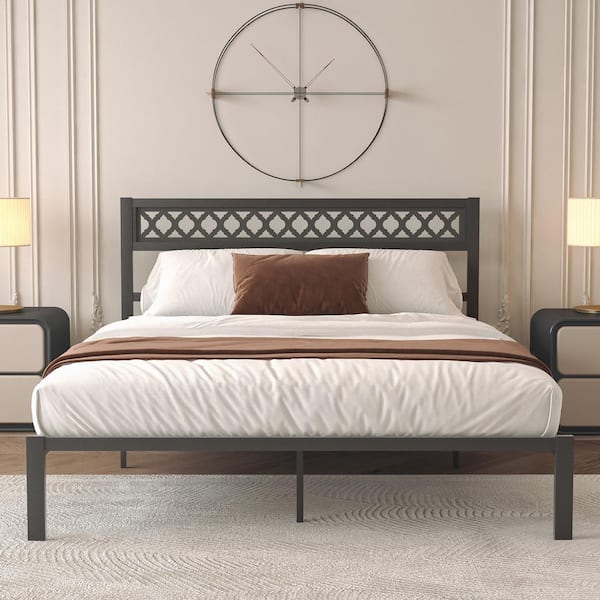 GALANO Candence Rossdale Black Metal Frame Queen Platform Bed